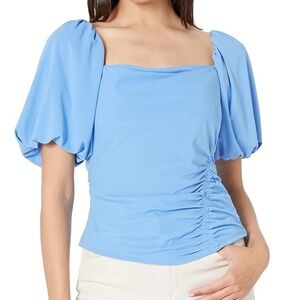 Line & Dot Sky Blue Ruched Top
